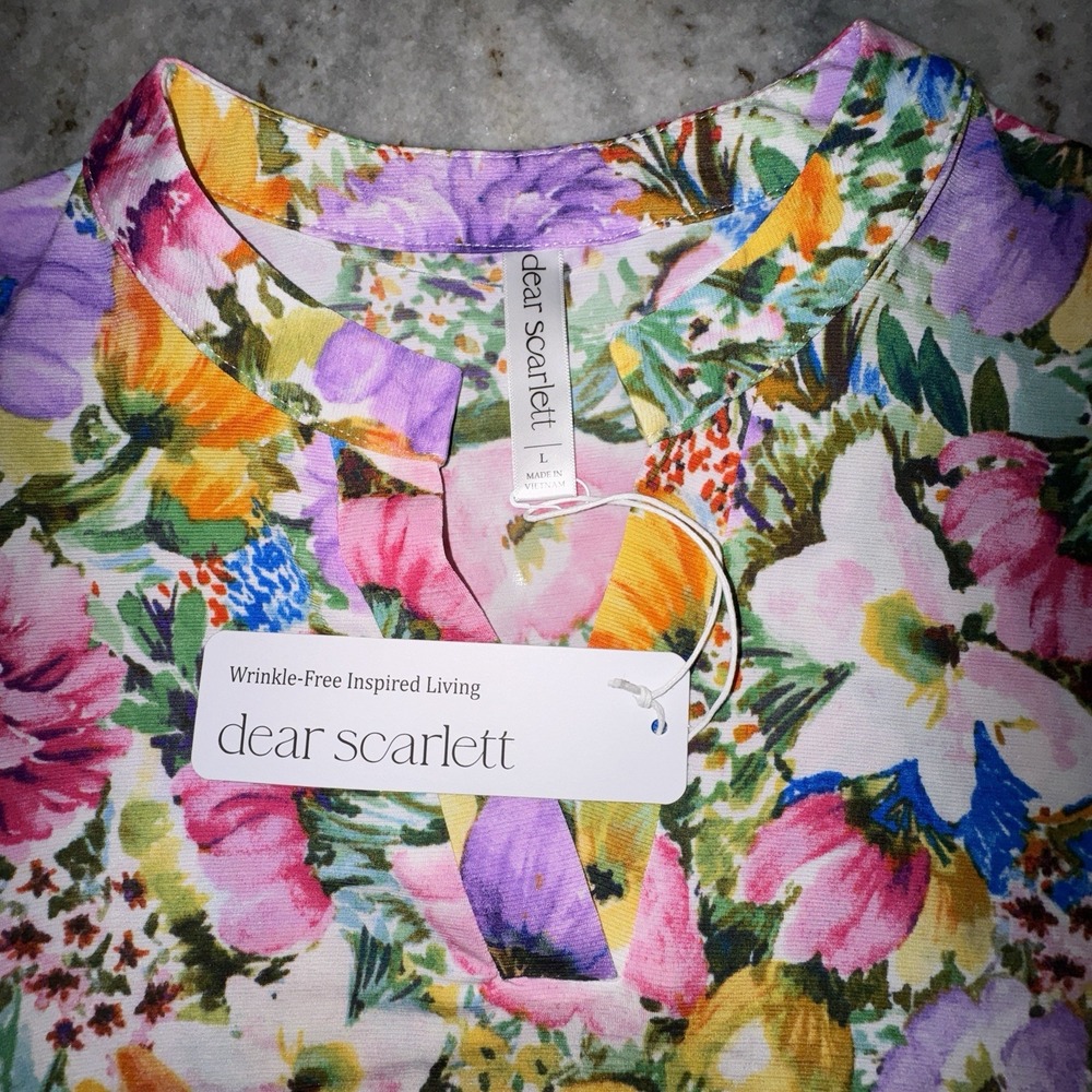 NWT Dear Scarlett Women's Sz Large Wrinkle Free Floral Dress Knee Length - Picture 2 of 6